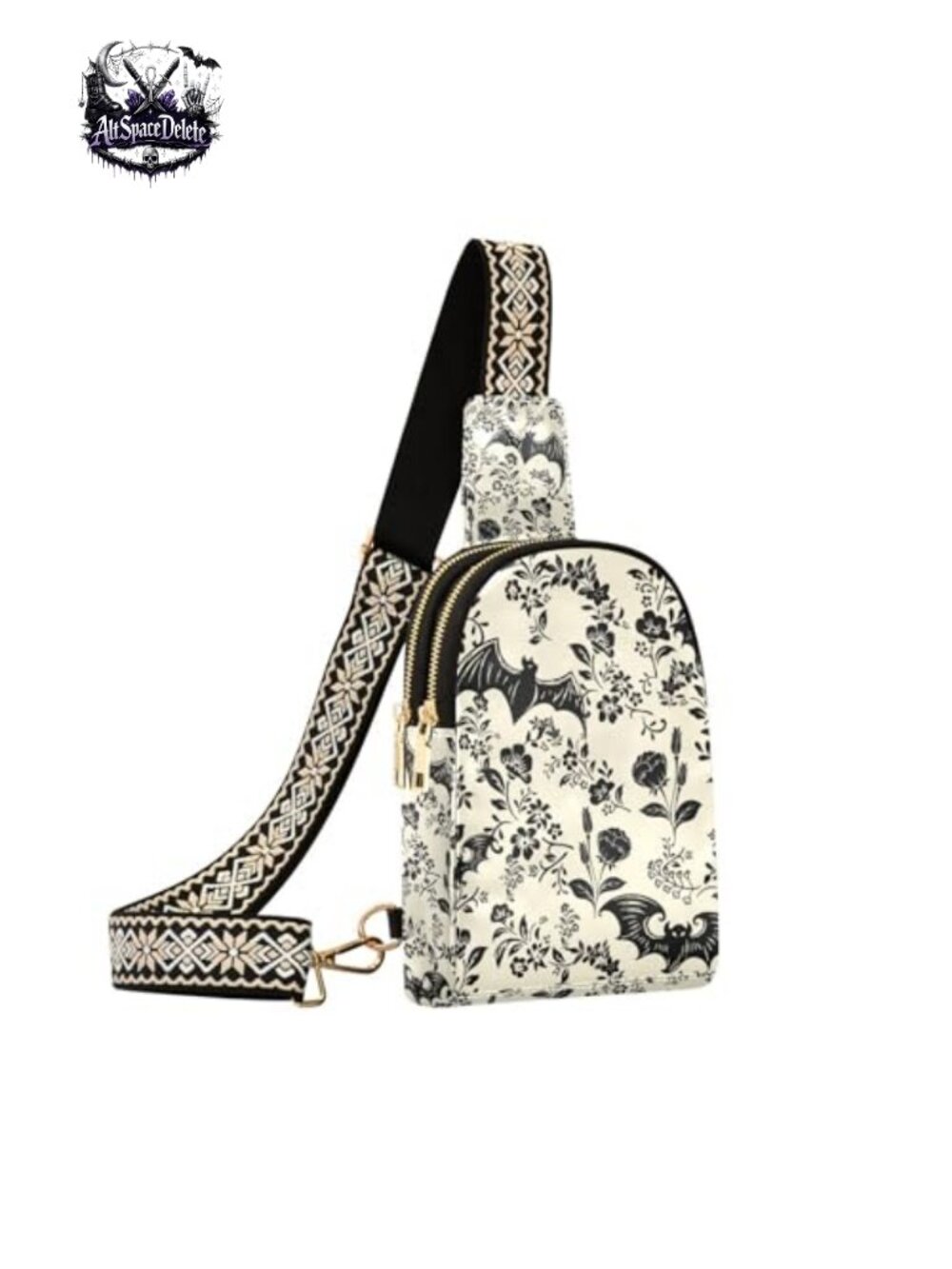 PU Leather Crossbody Sling Bag for Women Floral Print Adjustable Shoulder Bag